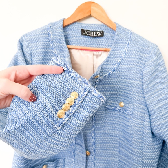 J. Crew Womens Lady Jacket Sequin Tweed Peri Blue Size XLarge - Picture 5 of 13
